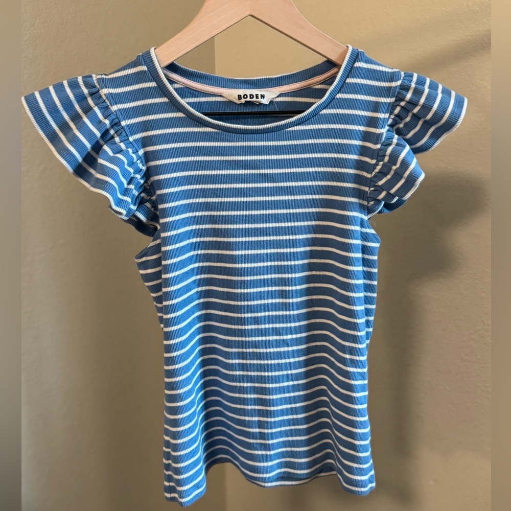 BODEN Crew Neck Ribbed Flutter Top - size 6